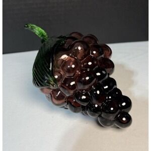 VTG Murano Style Bunch of Purple Grapes Hand Blown Decorative Fruit Art Glass